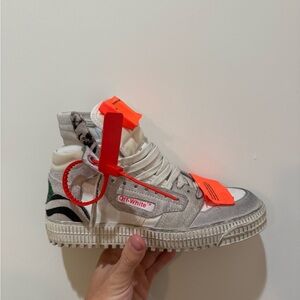 Off-White High Top Sneakers - White, Gray, and Orange